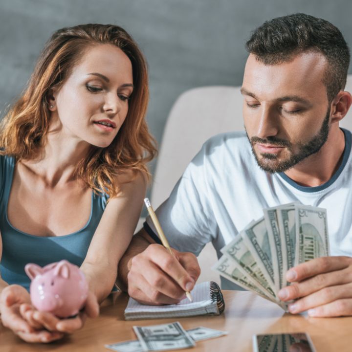 a couple checking their finances