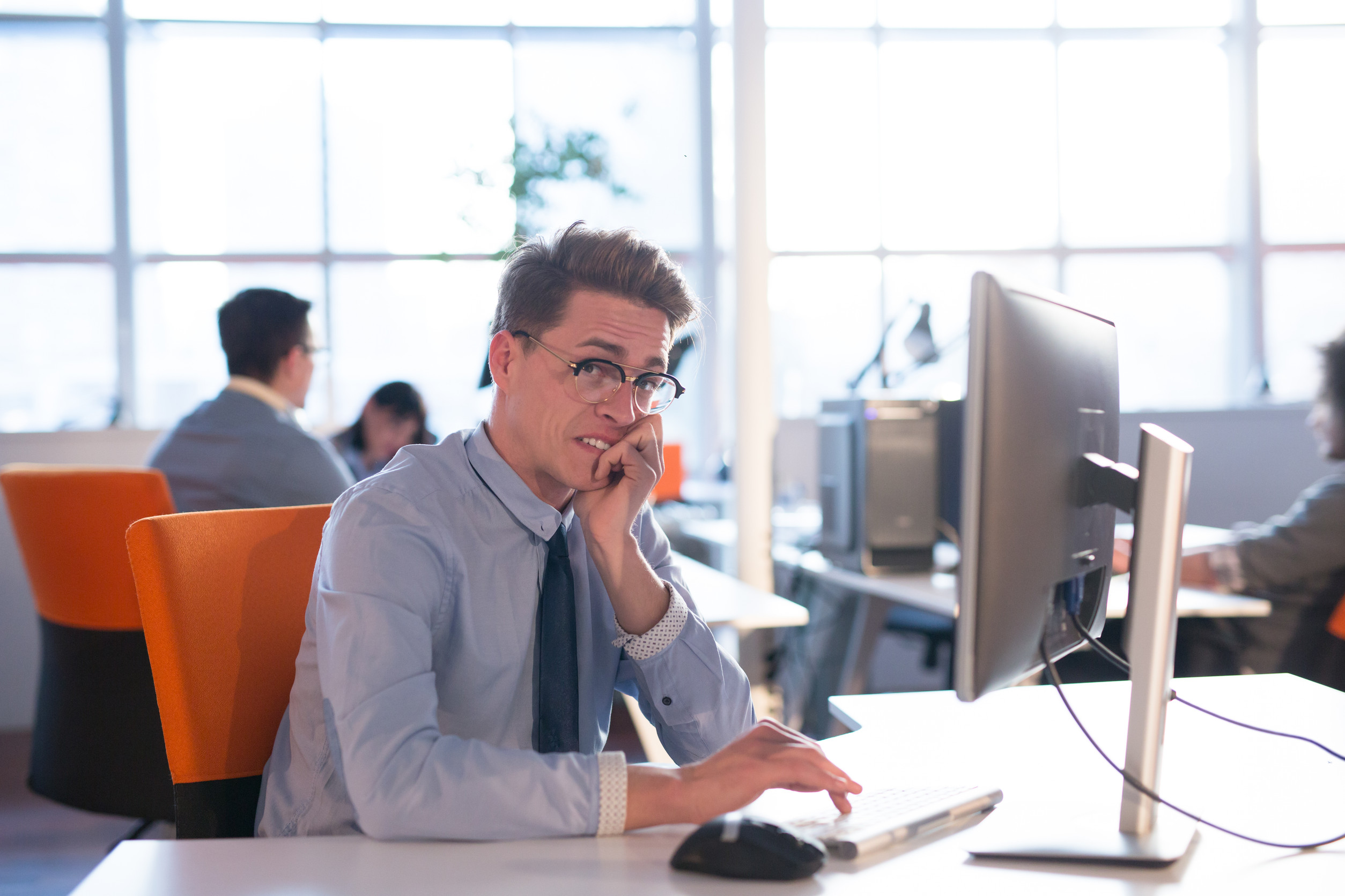 Man sitting at a work desk