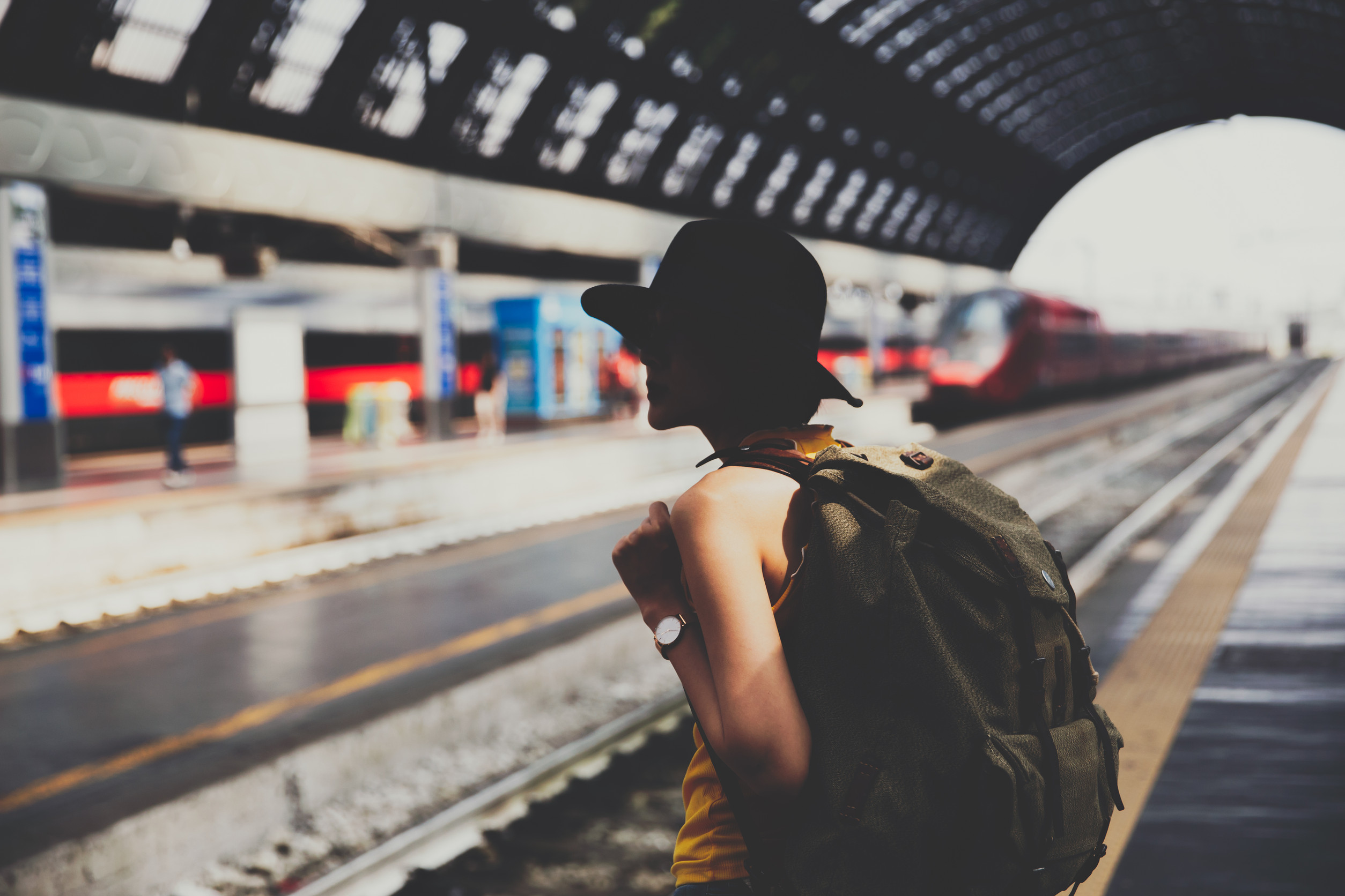 Traveling Young Lady with backpack